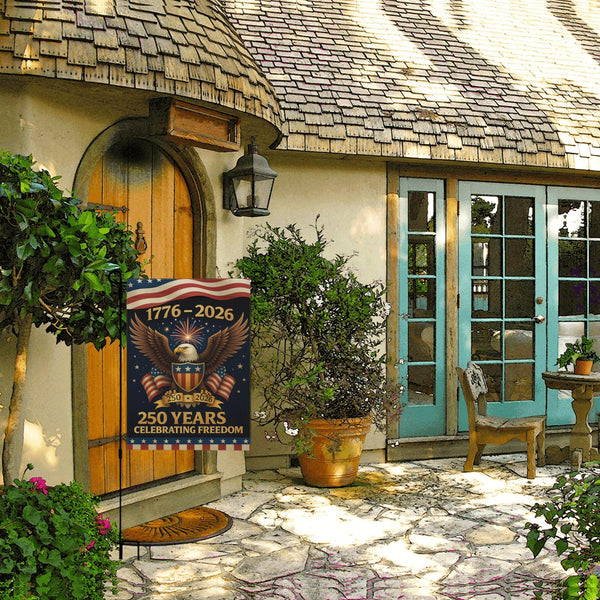 250th Anniversary American Flag 1776–2026 – “250 Years of Freedom” Patriotic Garden Flag