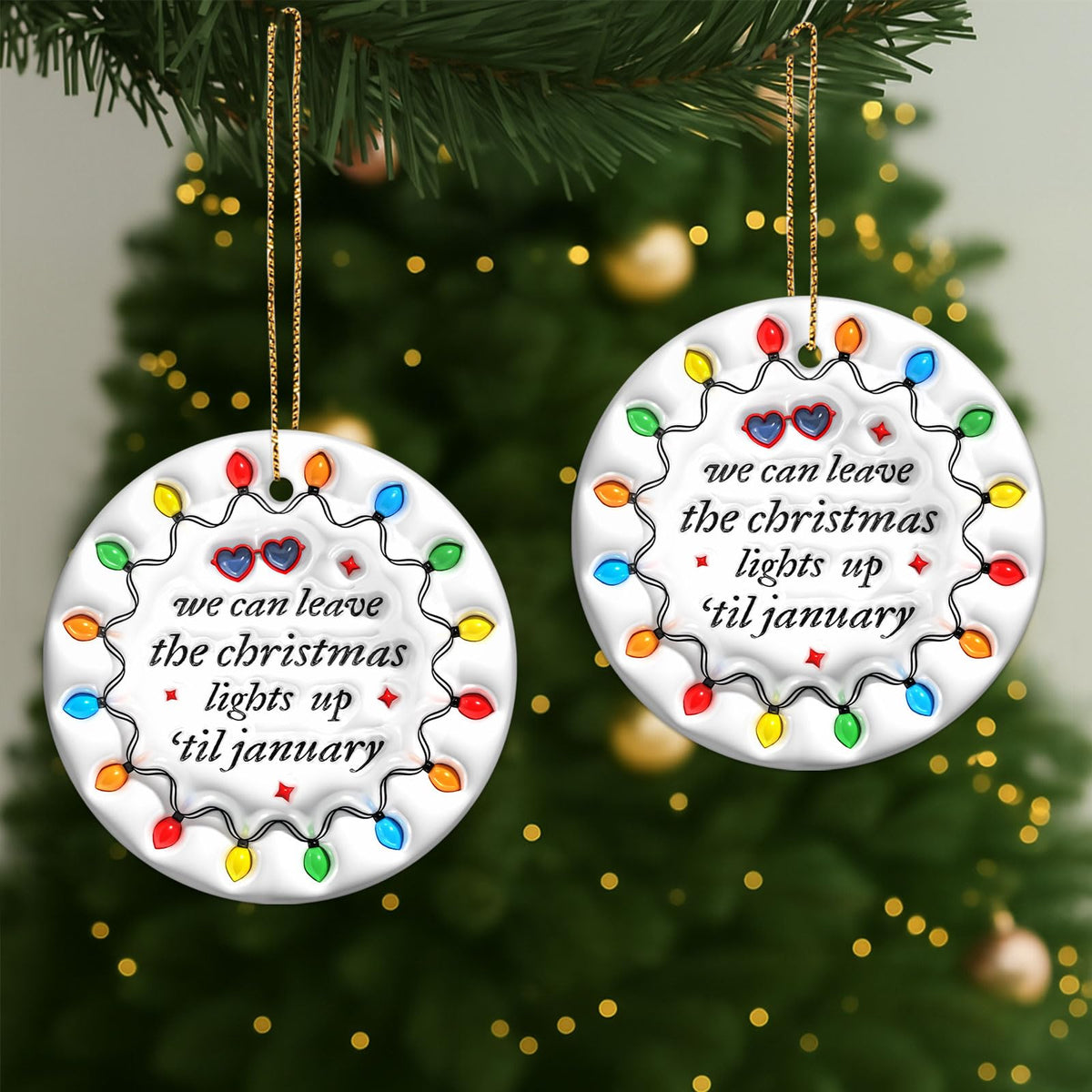 Gifts for Christmas, Christmas Ornament Ceramic 2-Side Printed, Christmas Decorations for Trees