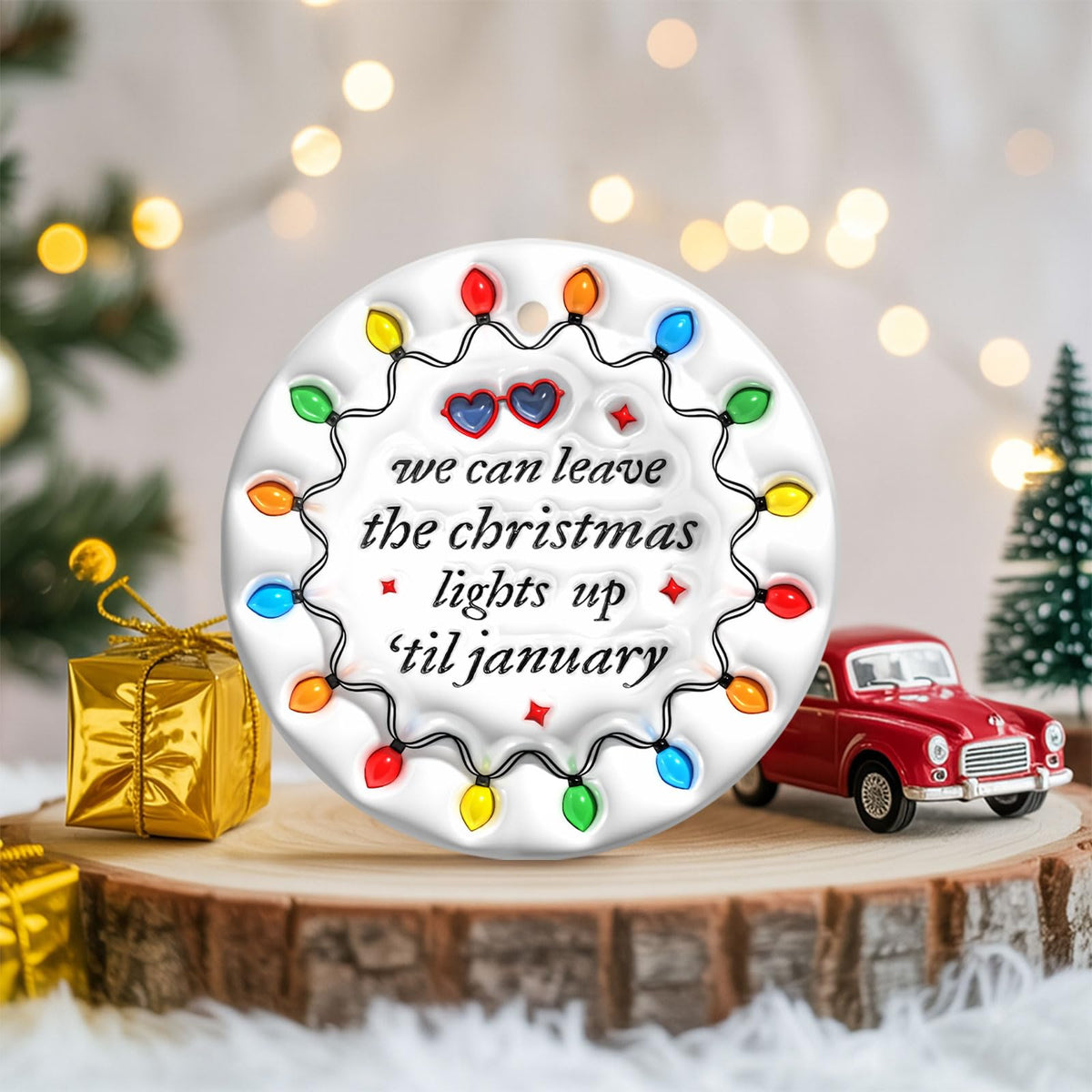 Gifts for Christmas, Christmas Ornament Ceramic 2-Side Printed, Christmas Decorations for Trees