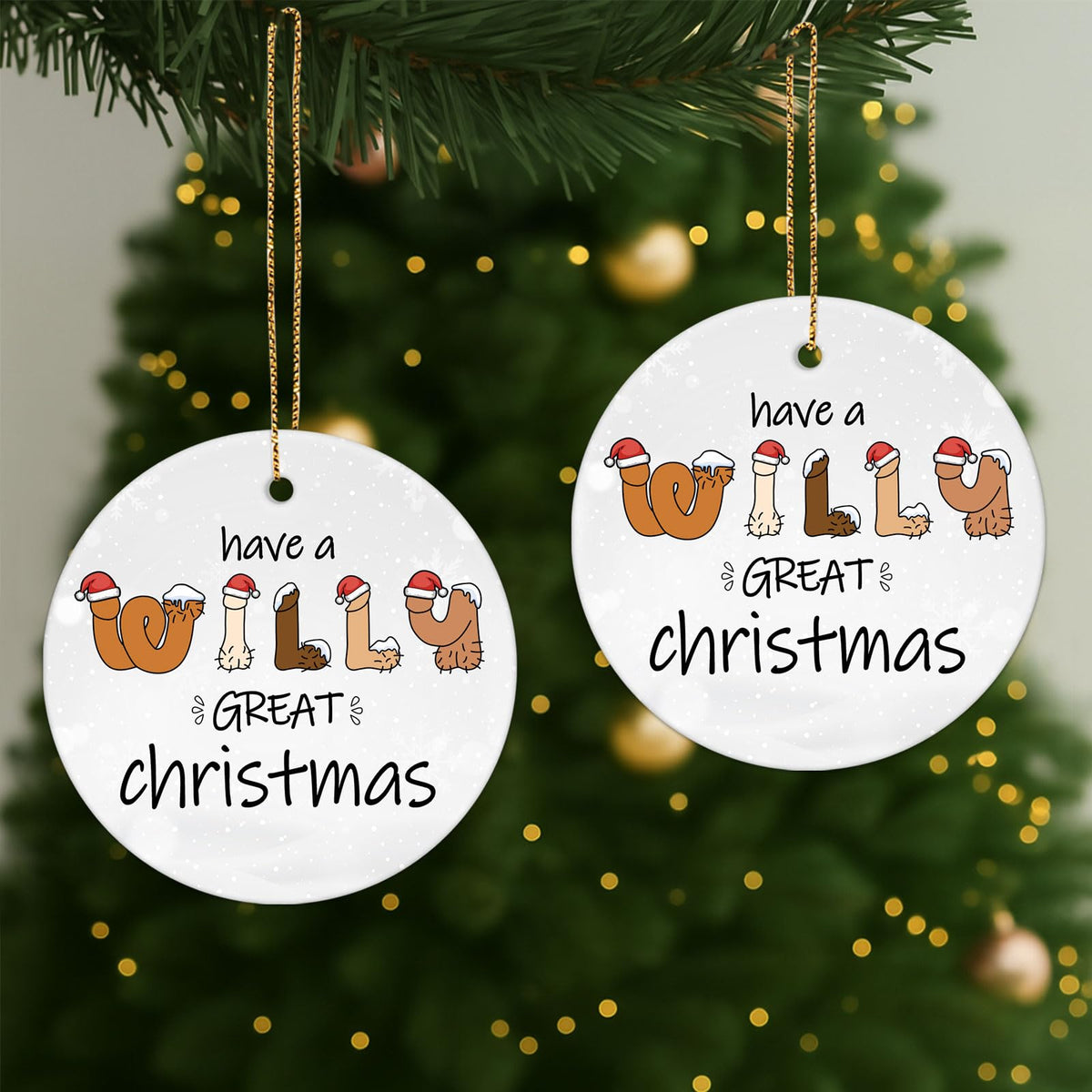 Gifts for Christmas, Funny Christmas Ornament Ceramic 2-Side Printed
