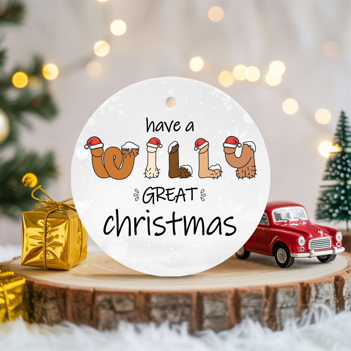 Gifts for Christmas, Funny Christmas Ornament Ceramic 2-Side Printed