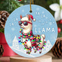 Cute Llama Christmas Ornaments 2025 - Llama Ceramic Tree Decoration, 2-Sided UV Print, for Men Women, Rustic Xmas Decor