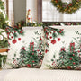Christmas Trees Pillow Covers 18x18 Inch Set of 2, Xmas Tree Farmhouse Decorations Winter Holiday Decor