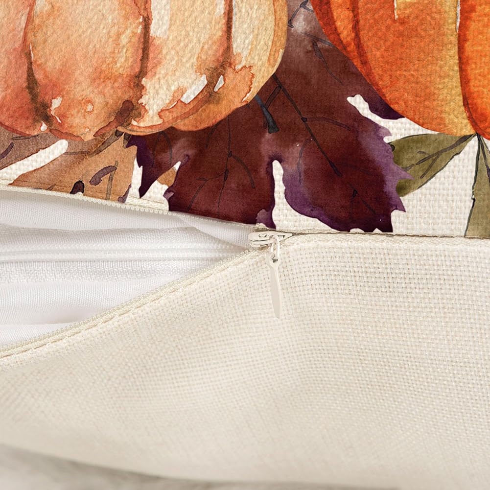 Fall Pumpkin Leaves Throw Pillow Covers 18 x 18 Inch Set of 2