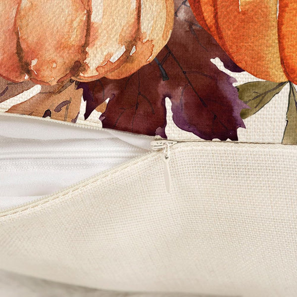 Fall Pumpkin Leaves Throw Pillow Covers 18 x 18 Inch Set of 2