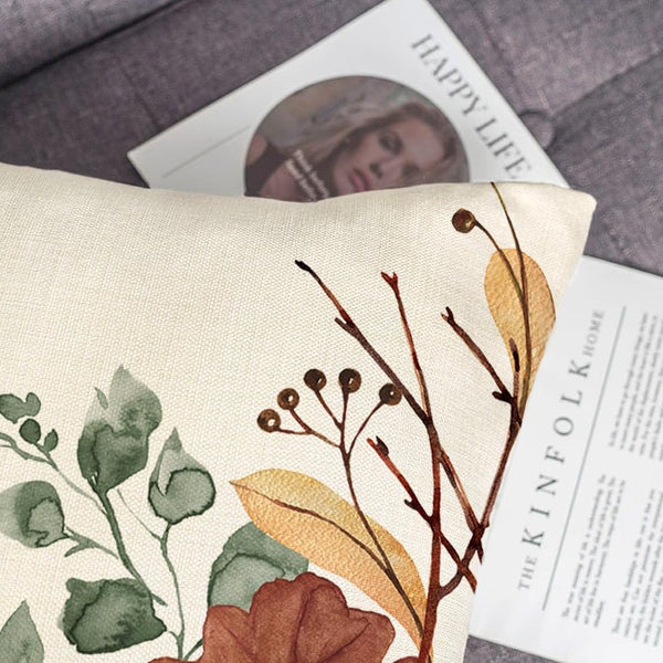Fall Pumpkin Leaves Throw Pillow Covers 18 x 18 Inch Set of 2