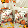Fall Pumpkin Leaves Throw Pillow Covers 18 x 18 Inch Set of 2