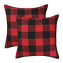 Set of 2 Christmas Buffalo Check Plaid Throw Pillow Covers Red and Black Velvet Cushion Case