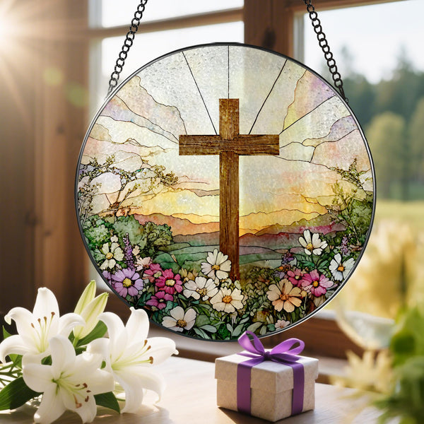 8 Inch Stained Glass Wildflowers Suncatcher Christian Stained Glass Windows Hanging Flower