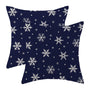Christmas Pillow Covers 18x18 Inch Set of 2, Navy Blue Snowflakes Decorative Throw Pillow Covers
