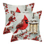 Merry Christmas Red Cardinal Bird Pillow Covers 18x18 Inch Set of 2, Winter Pine Trees