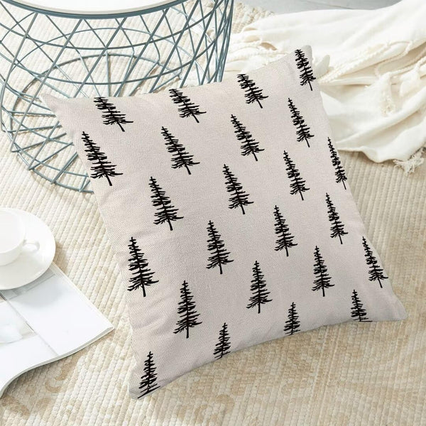 Christmas Pillow Covers 18x18 Inch Set of 2, White Black Christmas Tree