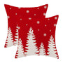 Christmas Pillow Covers 18x18 Inch Set of 2, Red Christmas Tree Snowflake Decorative