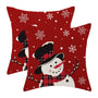 Snowman Christmas Pillow Covers 18x18 Inch Set of 2, Red Background White Snow Snowman