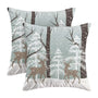 Winter Deer Pillow Covers 18x18 Inch Set of 2, Winter Landscape Snow Tree