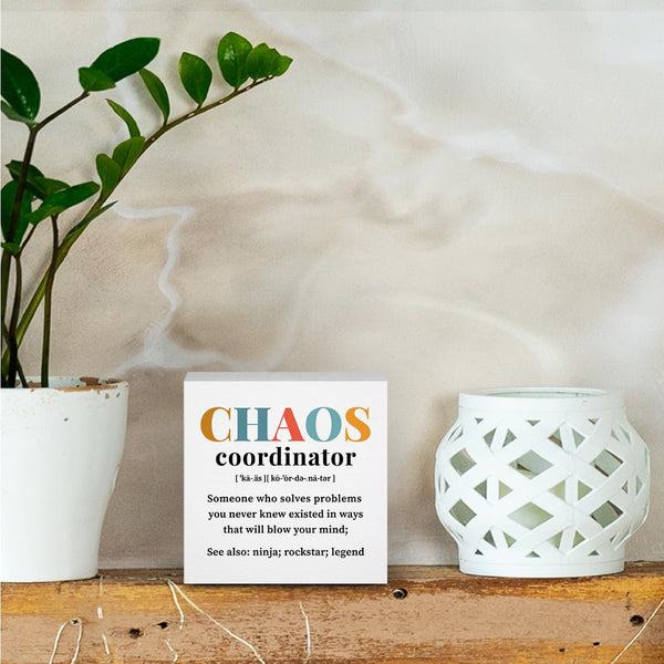 Chaos Coordinator Gifts Office Decor Wooden Box Sign, Administrative Professional Day Gifts Thank You Gifts