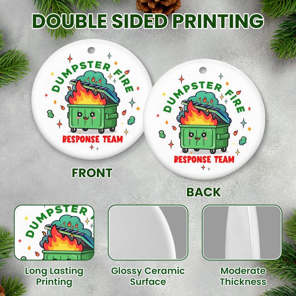 Christmas Funny Work Gifts for Coworkers - Ceramic Dumpster Fire Christmas Ornaments 2025