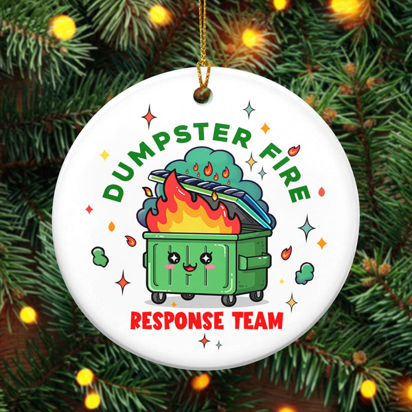 Christmas Funny Work Gifts for Coworkers - Ceramic Dumpster Fire Christmas Ornaments 2025