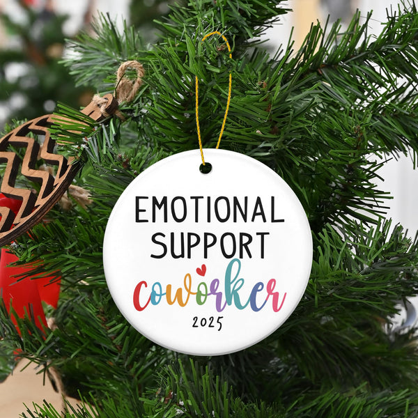 Christmas Coworker Gifts for Women Friends - Emotional Support Ceramic Christmas Ornaments 2025