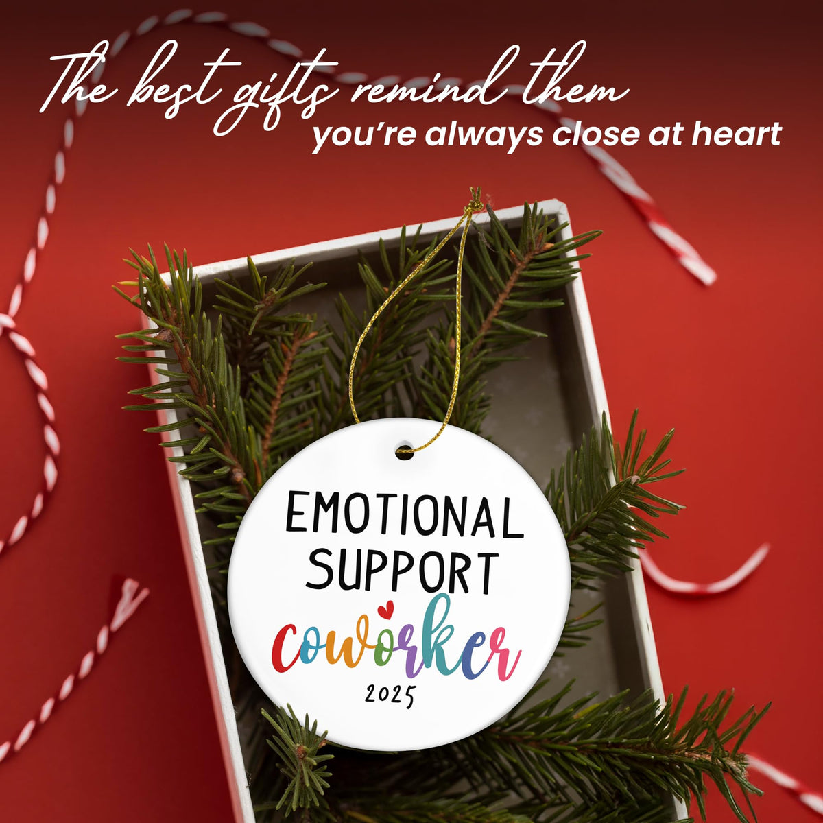 Christmas Coworker Gifts for Women Friends - Emotional Support Ceramic Christmas Ornaments 2025