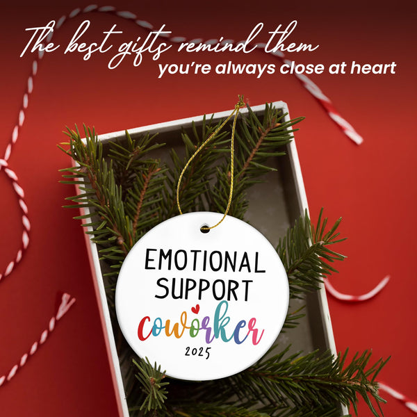 Christmas Coworker Gifts for Women Friends - Emotional Support Ceramic Christmas Ornaments 2025