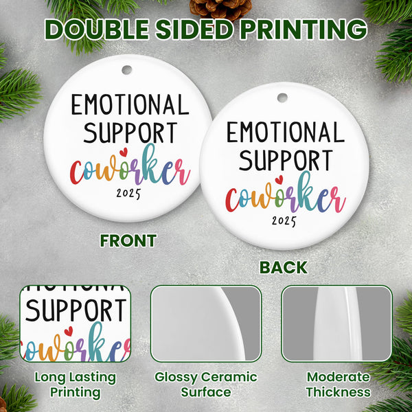 Christmas Coworker Gifts for Women Friends - Emotional Support Ceramic Christmas Ornaments 2025
