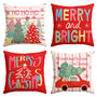 Christmas Trees Merry & Bright Colorful Red Throw Pillow Covers, 18 x 18 Inch Ho Ho Ho Xmas Holiday