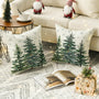 Christmas Trees Snowflake Throw Pillow Covers Set of 2, 18 x 18 Inch Winter Holiday Cushion Case