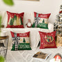 Merry Bright Christmas Trees Star Sleigh Throw Pillow Covers, 18 x 18 Inch Bow Snowflake Red