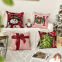 Soft Polyester Merry Christmas Let It Snow Joy Stripes Gift Box Red Throw Pillow Covers