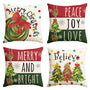 Merry Christmas Trees Balls Peace Joy Love Throw Pillow Covers, 18 x 18 Inch Merry and Bright Believe Red Green