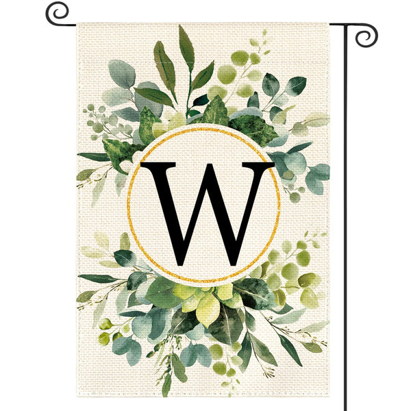 Monogram Letter A-Z Floral Garden Flag 12x18 Inch 1-Sided Outside, Family Last Name Initial Alphabet