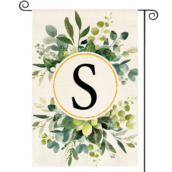 Monogram Letter A-Z Floral Garden Flag 12x18 Inch 1-Sided Outside, Family Last Name Initial Alphabet