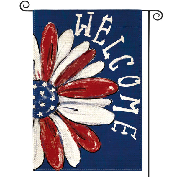 Patriotic 4th of July Garden Flag 12x18 Inch 1 Sided Outside, Memorial Day Floral Welcome