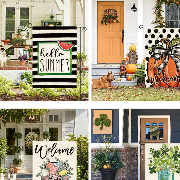 Set of 12, Seasonal Holiday Garden Flag 12x18 Inch Single Sided Outside, Welcome Farmhouse Yard Outdoor Flag