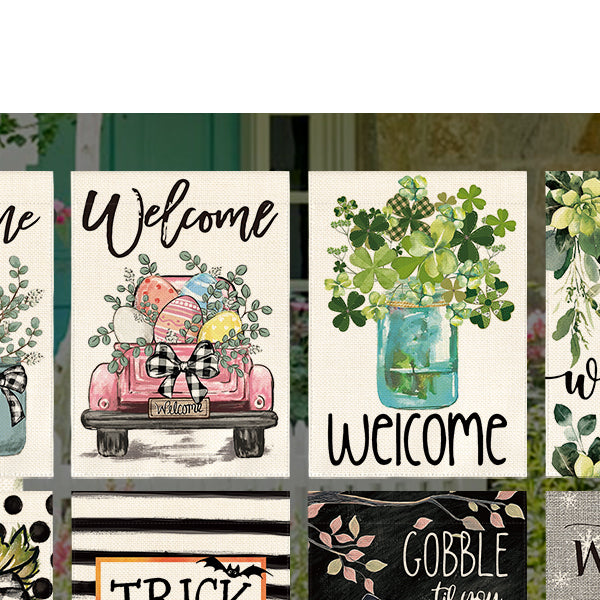 Set of 12, Seasonal Holiday Garden Flag 12x18 Inch Single Sided Outside, Welcome Farmhouse Yard Outdoor Flag