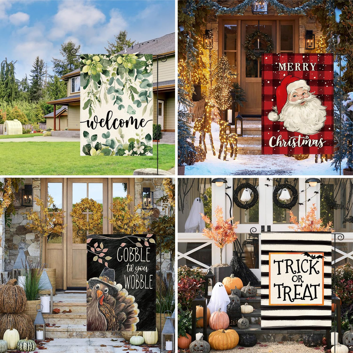 Set of 12, Seasonal Holiday Garden Flag 12x18 Inch Single Sided Outside, Welcome Farmhouse Yard Outdoor Flag