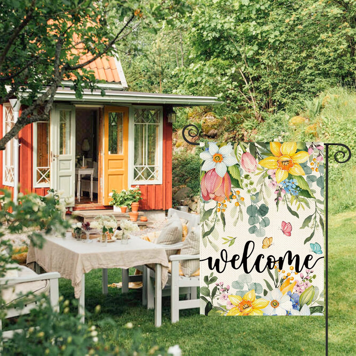 Spring Flowers Garden Flag 12 x 18 Inch 1 Sided, Seasonal Welcome Yard Outdoor Flag