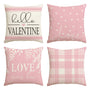 Valentine's Day Pink and White Love Throw Pillow Covers, 18 x 18 Inch Hello Valentine Plaid