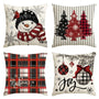Winter Snowman Joy Snowflake Christmas Throw Pillow Covers, 18 x 18 Inch Red Xmas Tree Winter Holiday Buffalo Plaid