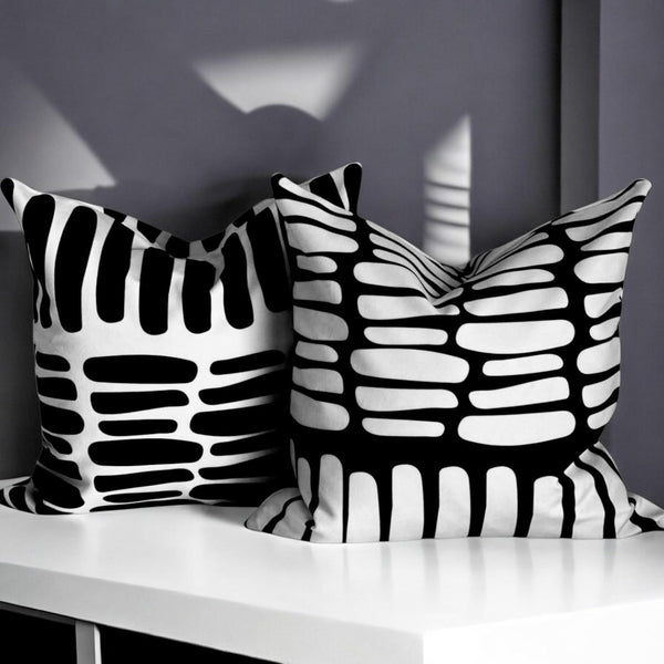Decorative Modern Throw Pillow Covers 18x18 Set of 2 – Black and White Throw Pillows for Couch