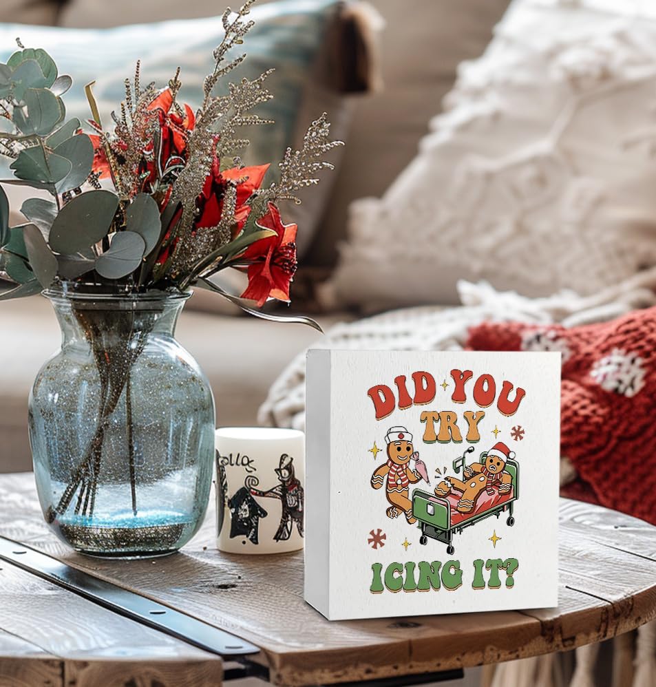 Funny Nurse Christmas Wooden Box Sign, Nurses Gifts for Christmas, Christmas Nurse Office Decor