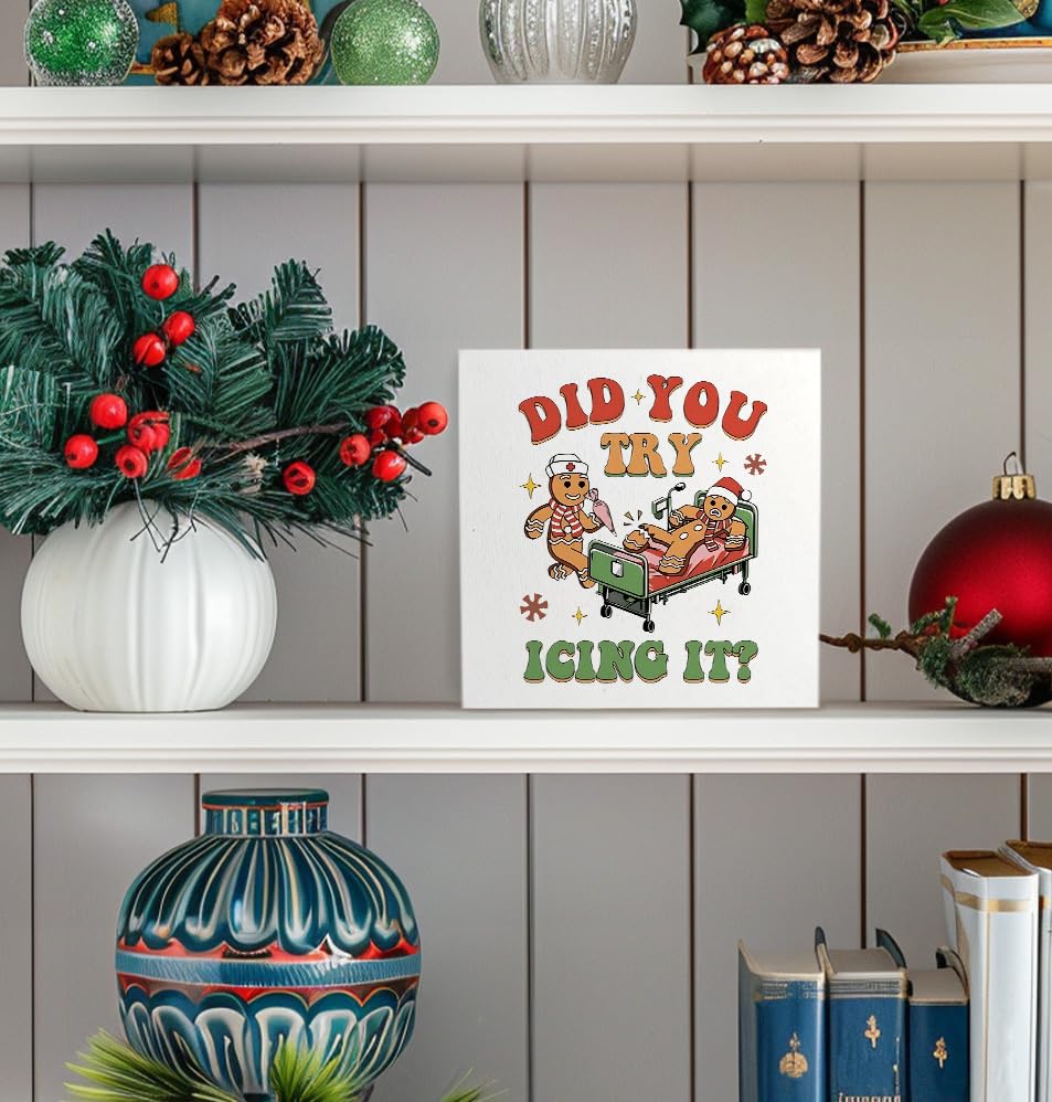 Funny Nurse Christmas Wooden Box Sign, Nurses Gifts for Christmas, Christmas Nurse Office Decor