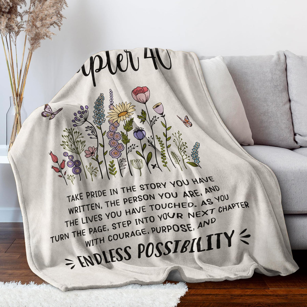 40th Birthday Gifts Women, Chapter 40 Blanket Gift for Her, 40 Year Old Birthday Gifts for Women, Friend, Sister, Mom