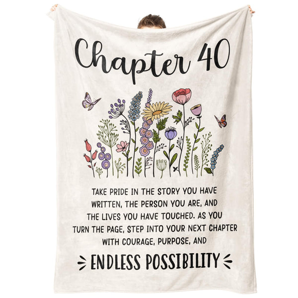 40th Birthday Gifts Women, Chapter 40 Blanket Gift for Her, 40 Year Old Birthday Gifts for Women, Friend, Sister, Mom