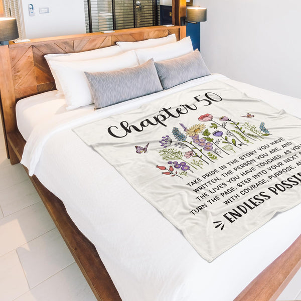 50th Birthday Gifts for Her, Him, Chapter 50 Birthday Blanket, 50 Year Old Bday Gifts for Women Friend, Sister, Mom, 1975