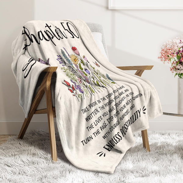 50th Birthday Gifts for Her, Him, Chapter 50 Birthday Blanket, 50 Year Old Bday Gifts for Women Friend, Sister, Mom, 1975