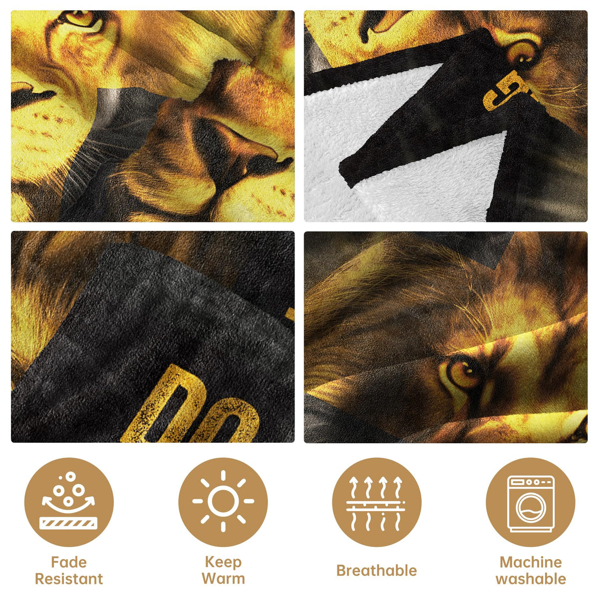 Christian Gifts for Men, Blanket Printed with Lion & Bible Verse, Religious, Christmas, Birthday Gifts for Men