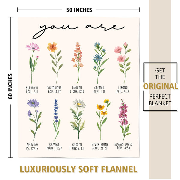 Gifts for Women, Blanket with Flowers, Your Are, Birthday Gifts for Women, Inspirational, Religious Gifts