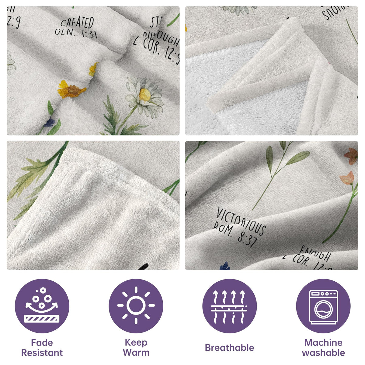 Christian Gifts for Women, Christian Blanket with Flowers, Birthday Gifts for Women, Inspirational